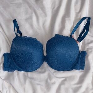 Elegant Blue Lace Bra